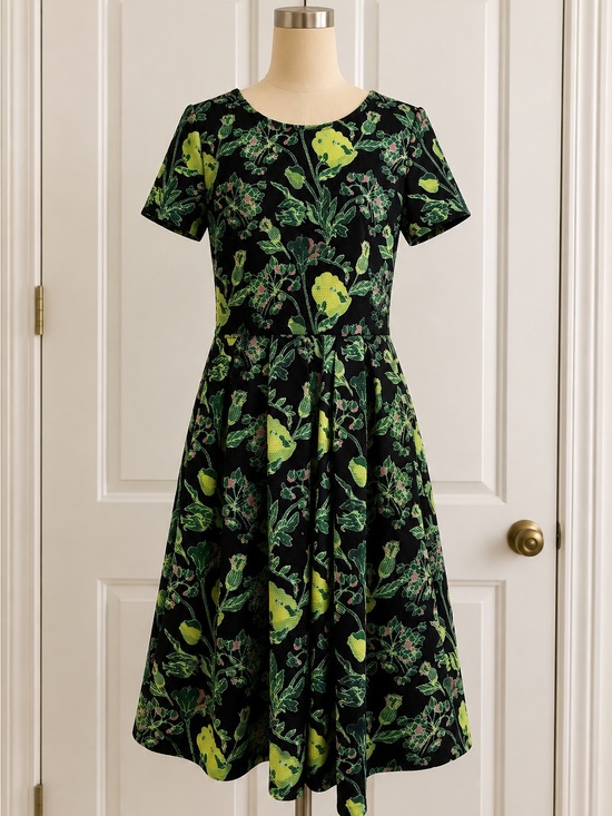 LuLaRoe Dresses & Skirts - LuLaRoe Navy Dress with Lime and Emerald Floral Print